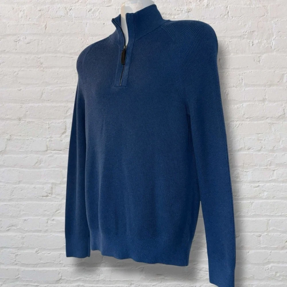Banana Republic Men’s Supima Cotton Ribbed ¼-Zip Sweater Blue Size Medium